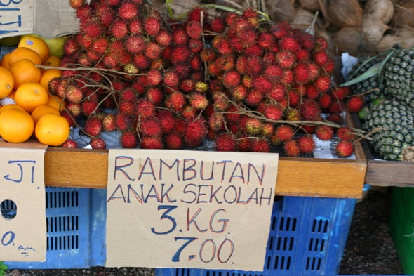 Roadside stall in Malaysia selling rambutan and other fruits (Photo credit: YC Wee)